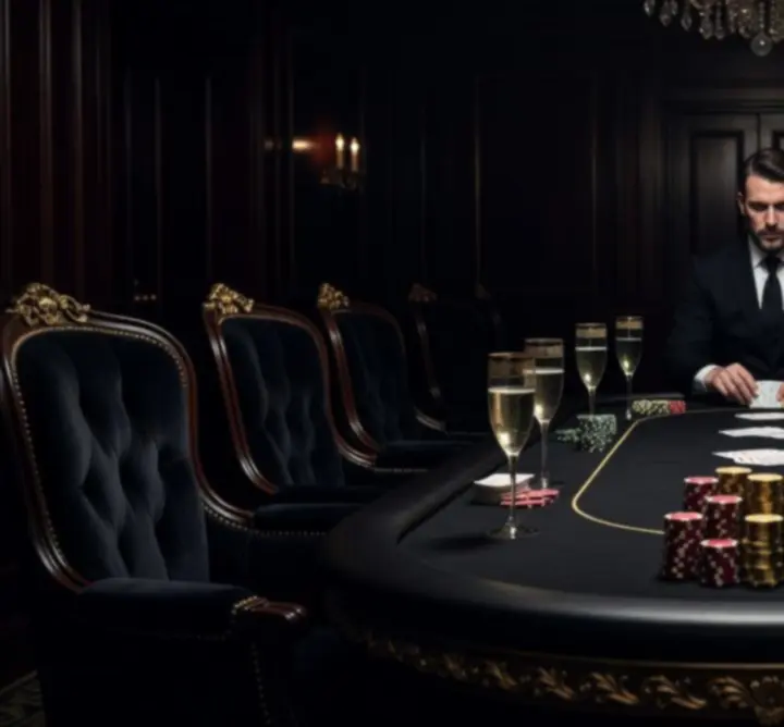 High roller pókerasztal luxus környezetben